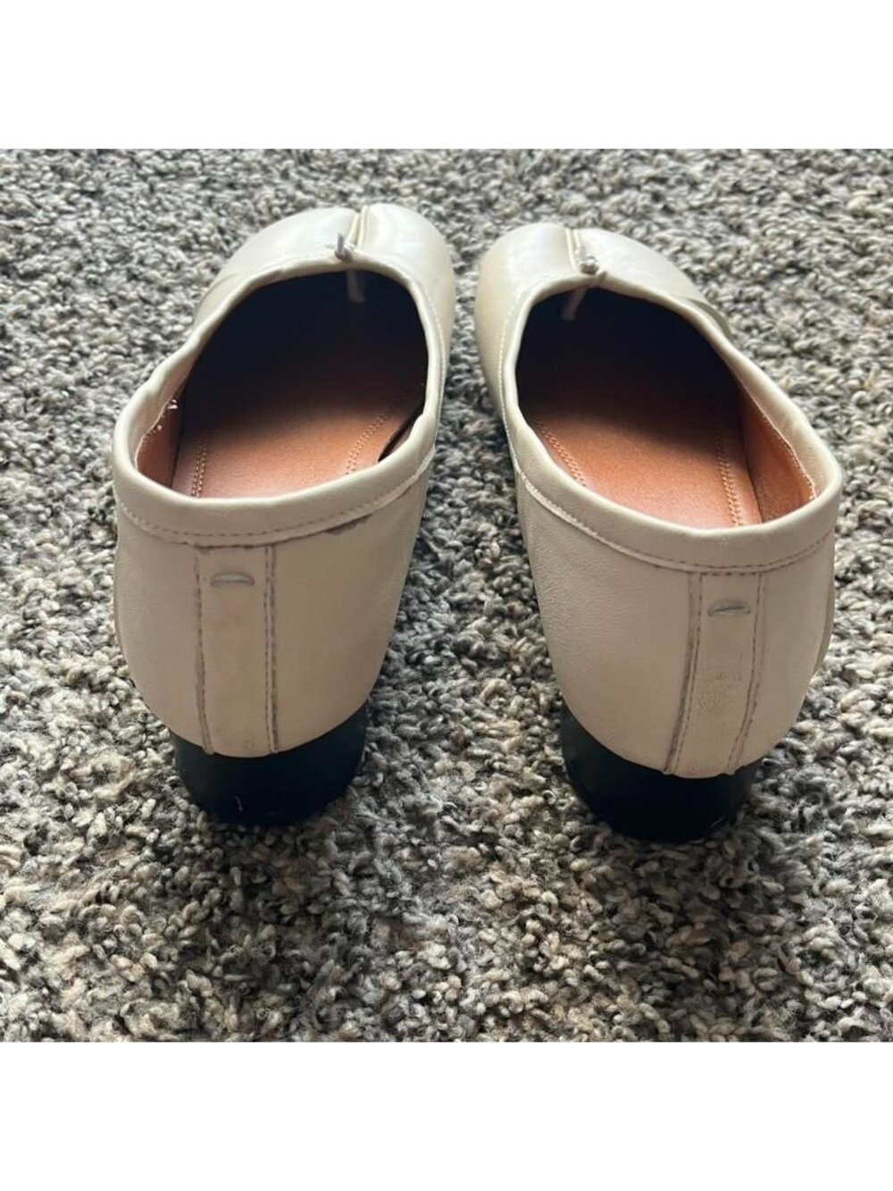 La Mode Cream and Tan Tabi Ballet Flats Block Heels Size 7 Kawaii JFashion - Picture 4 of 5
